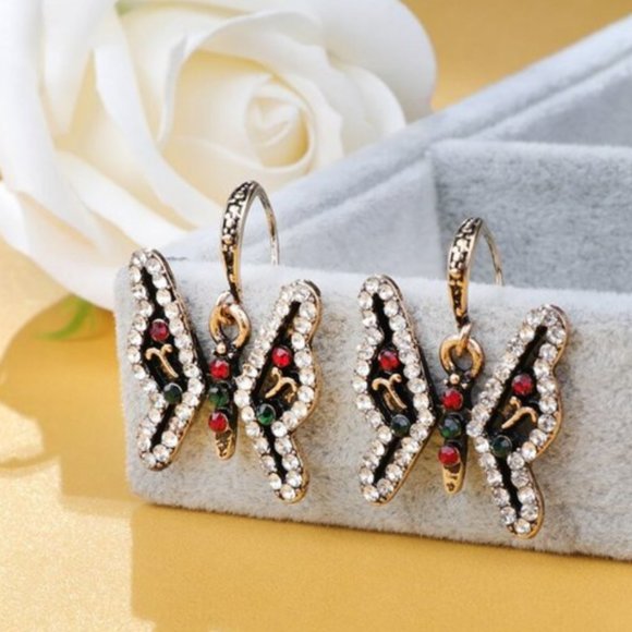 Turkish Crystal Enamel Butterfly Earrings - Picture 2 of 16